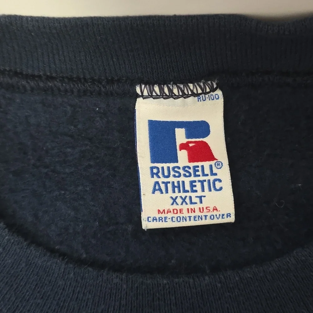 VTG Russell Athletic Navy Sweater with Moose Design XXLT